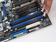 The pair of black and blue slots represent typical RAM slots.
