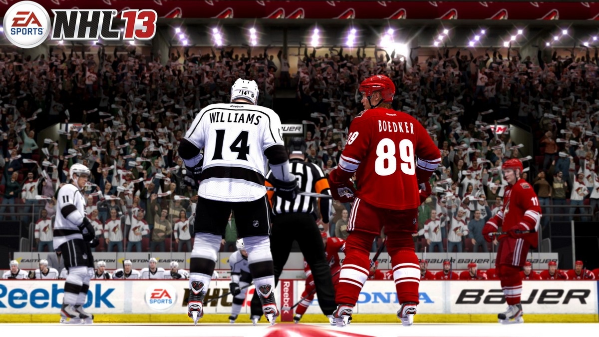 A key playoff game between the Kings and Coyotes is featured here as one of the scenarios in the new NHL Moments mode of play.