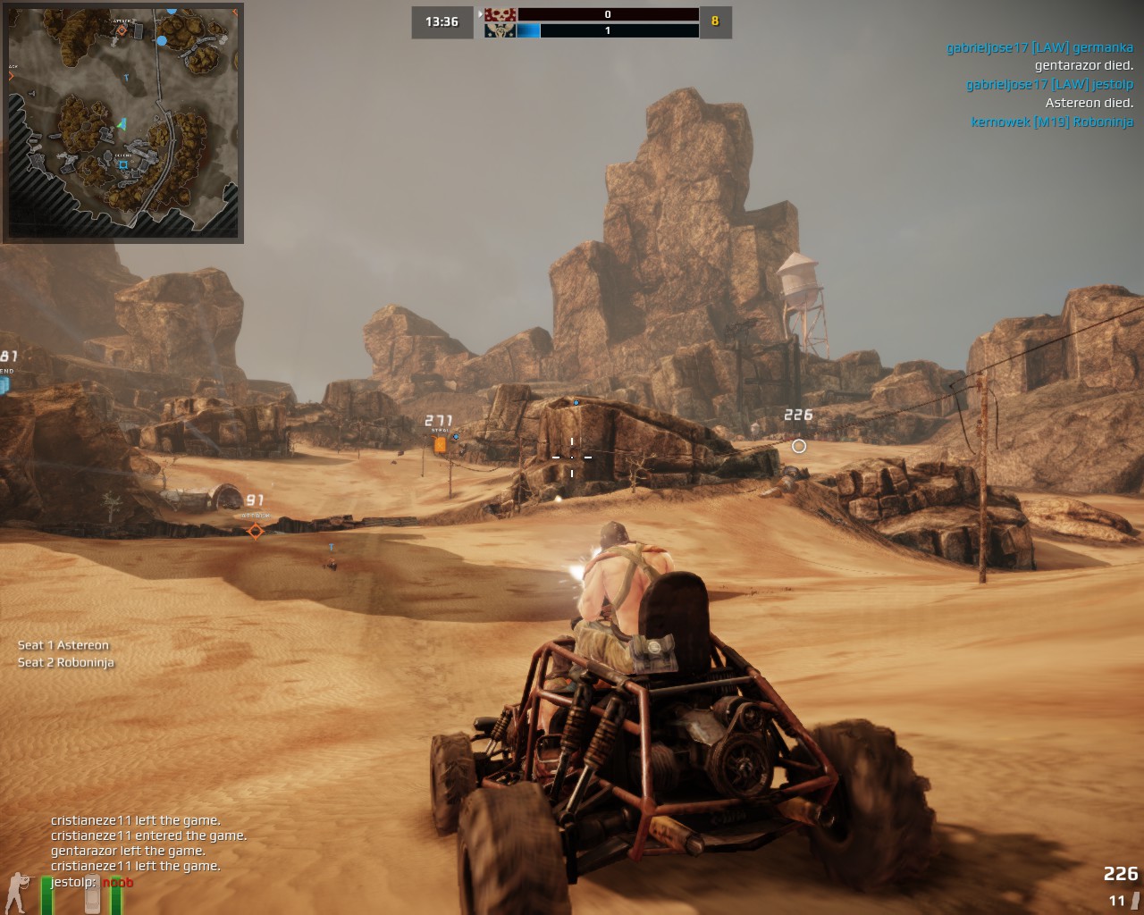 Crazy vehicles keep the fast-paced combat fun.