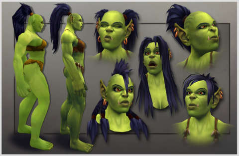 Some of the female Orc's new facial animations.