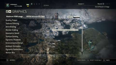 Graphics menu in the PC version of For Honor.