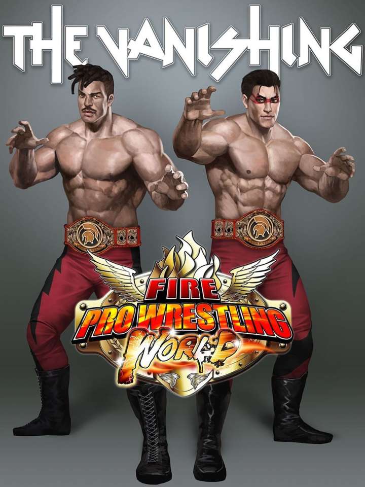The teaser image for the Fire Pro Wrestling World DLC, a story scenario starring the tag-team The Vanishing.