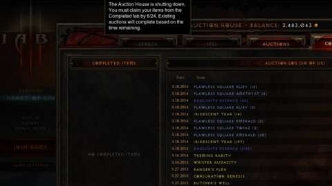 The Diablo 3 real-money auction house infterface.