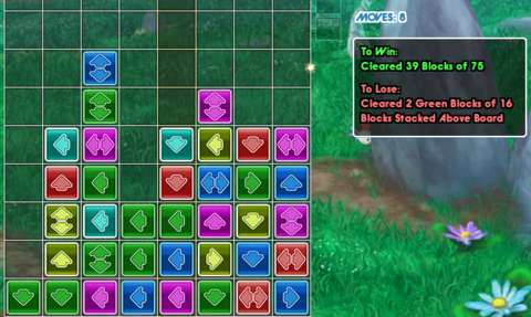 There are level objectives concerning the clearing of coloured blocks.