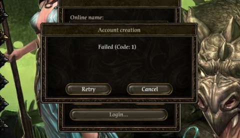 Creating an online multiplayer account – even though the game can be played through Steamworks – ends in failure.
