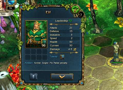 Some units have rather boring special abilities, such as the extra-damage attack of elf archers.