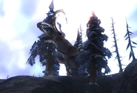 When exploring the world of the Metal Age, the player might find glitches such as Hextadons being stuck in trees.