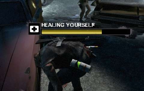 To facilitate healing, the animations for using first-aid kits completely ignore collisions with other models.