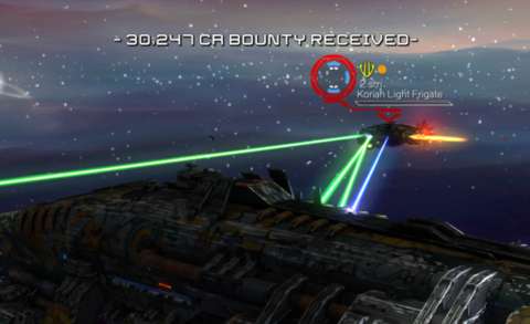 This review has mentioned that full-time bounty-hunting is a waste of time. However, going off the side for a while to pick off a bounty is still something worth doing – especially if the player’s ship far outmatches the target, like in this picture.
