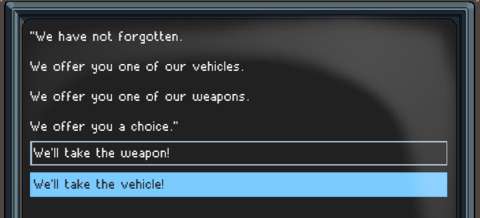 When posed with mutually exclusive options for rewards which are not vehicles and those which are, always take the vehicle if the convoy has not filled out all its escort slots.