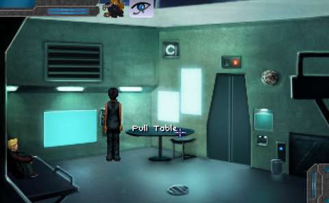 Unlike other objects in the game, this table has multiple locations with context-sensitive actions. The game does not inform the player of this peculiarity.