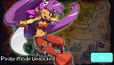 The in-game sprite of Shantae does not appear to display the pirate accoutrements.