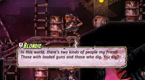 This reference to a previous SteamWorld title could have been better written.