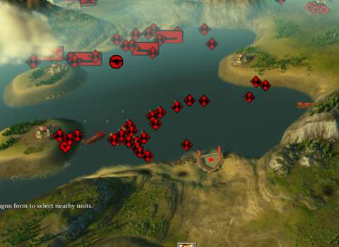 The scripting for CPU-controlled enemies can just go on the fritz sometimes. In this screenshot, this fleet of Warlocks has frozen in place and failed to capitalize on their control of this lake.