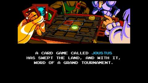 Through the power of retconning, the card game of Joustus is introduced into the lore of Shovel Knight.