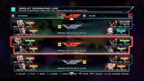 Tekken Tag Tournament 2 automatically downloads multiple replays for selected characters.