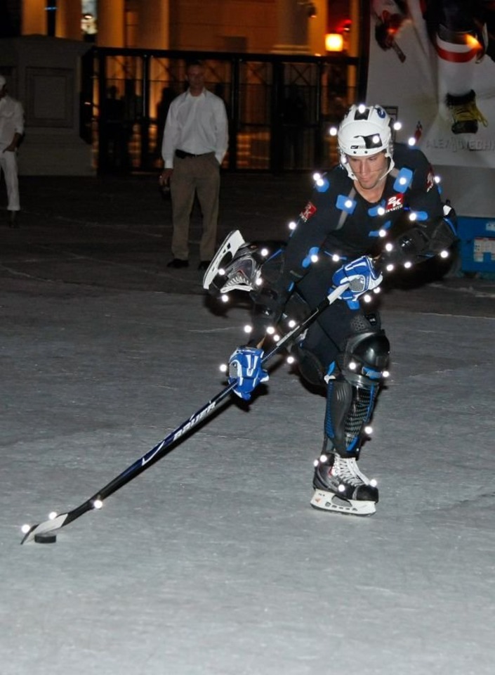 Kesler skates in a motion-capture session for the game.