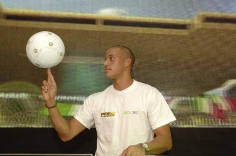 West Ham's Bobby Zamora showing off his ball skills at the event.