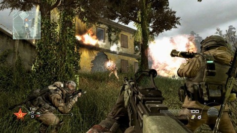 A beautiful house is turned into a smoldering pile of burned wreckage in Modern Warfare 2.
