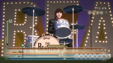 Drummer Ringo in The Beatles: Rock Band.