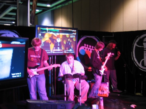 Rocking out with Rock Band.
