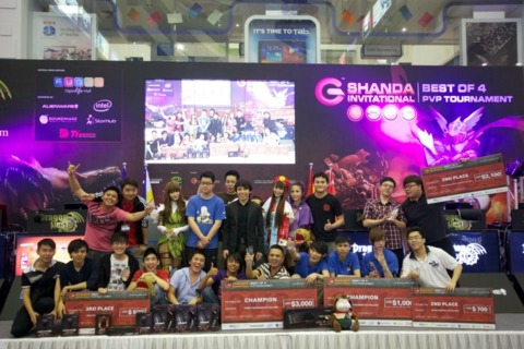 The winners posing after the Dragon Nest tournament held in Singapore.