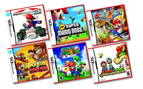 Six best-selling Mario games are getting new red packaging.