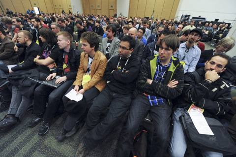 Attendees pack a postmortem panel. (Photo credit: GDC)