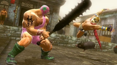 Tiger-masked fighter King chooses an unfortunate attack strategy in Tekken 6.