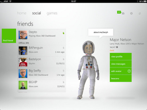 A look at the iPad Xbox Live app. Now if only there were an iTunes for Xbox Live…