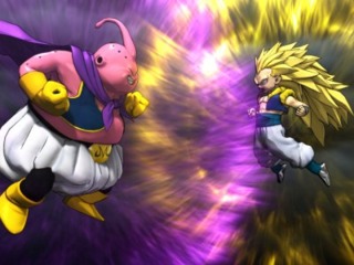 Majin Buu and Gotenks engage during the title sequence.