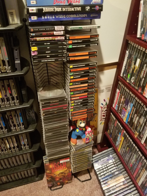 CD-i and 3DO games on the left, Turbo Grafx 16 and Memorex VIS games on the right.
