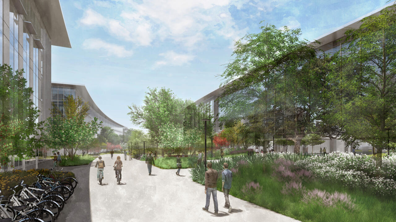 A rendering of Apple's new campus in Austin (Rendering: Studio8 Architects and WP Visions)