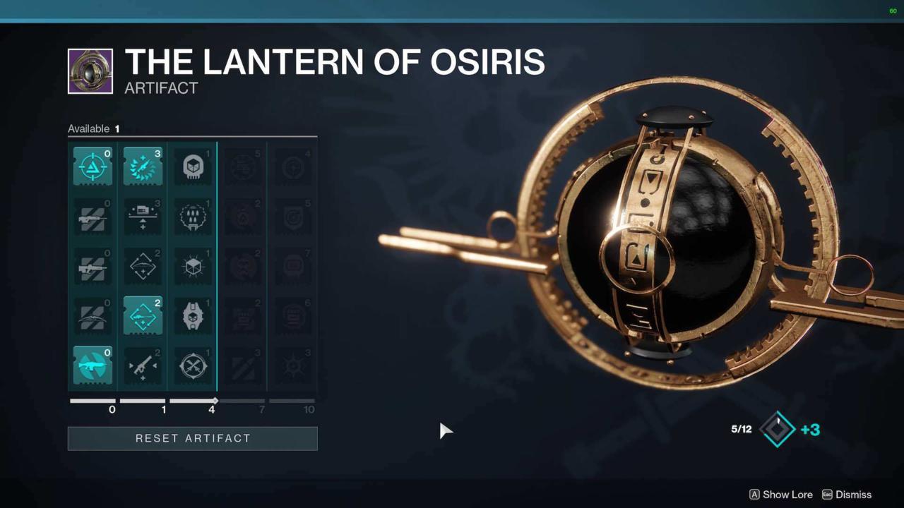 Season of Dawn's artifact, The Lantern of Osiris