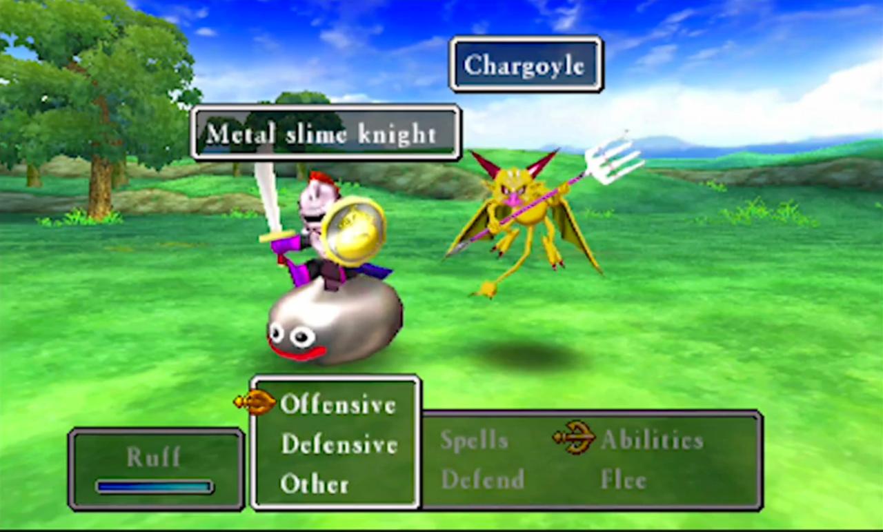 Strange and goofy enemies liven up Dragon Quest 7's simple combat.