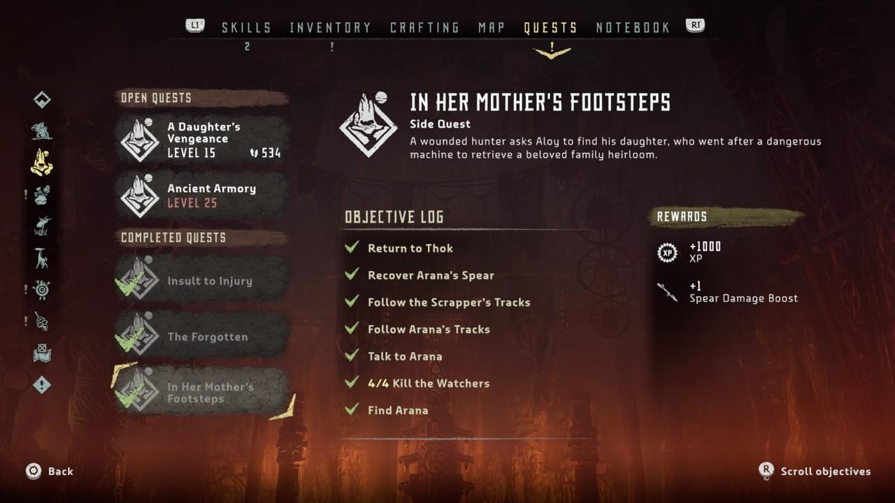 Complete The 'In Her Mother's Footsteps' Side Mission