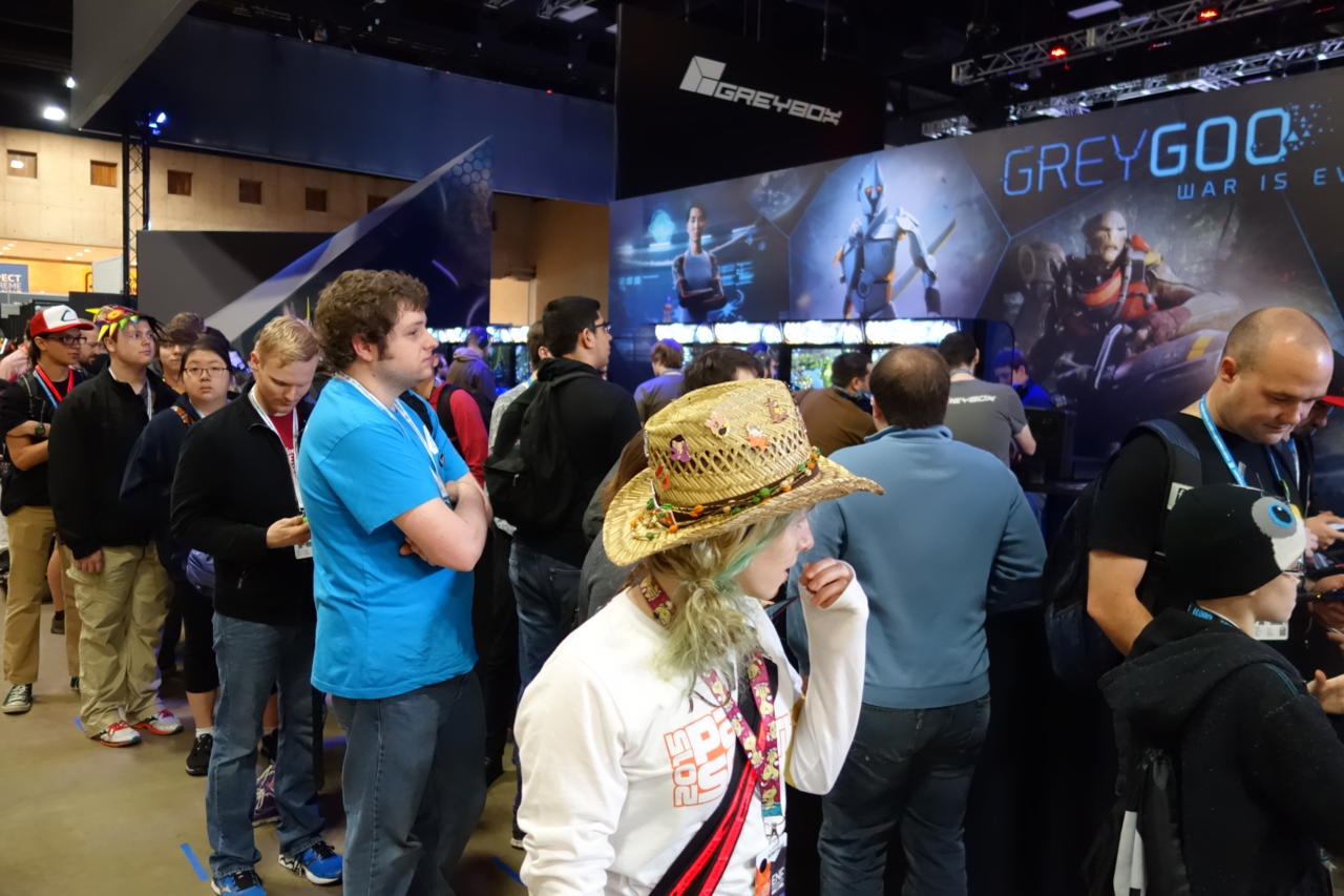 Attendees checking out Grey Goo.