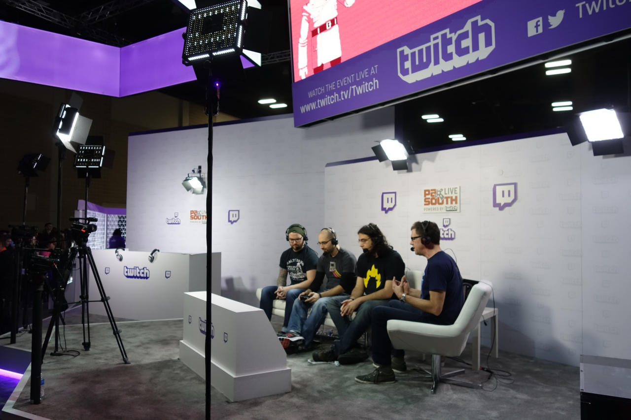 Vlambeer's Rami Ismail crashes the Twitch booth.