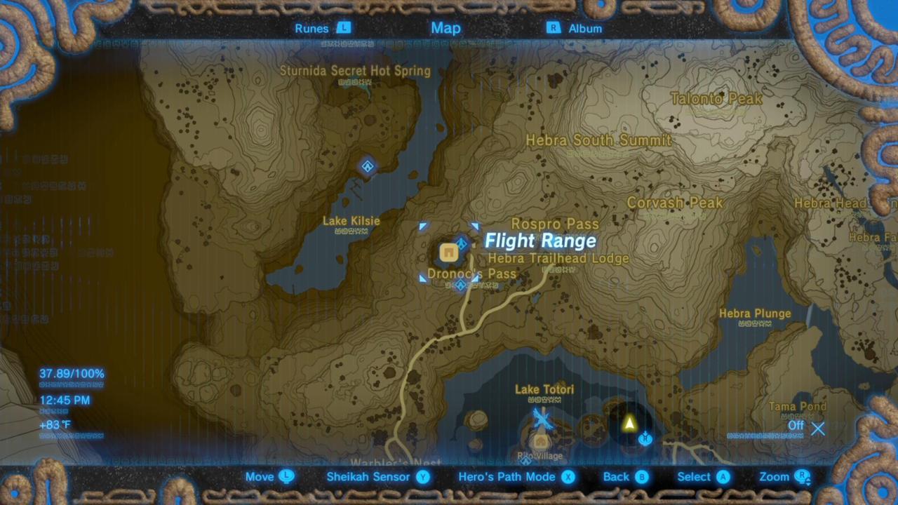 Revali's Song: Map Location Of "Shoot Four Targets To Win"