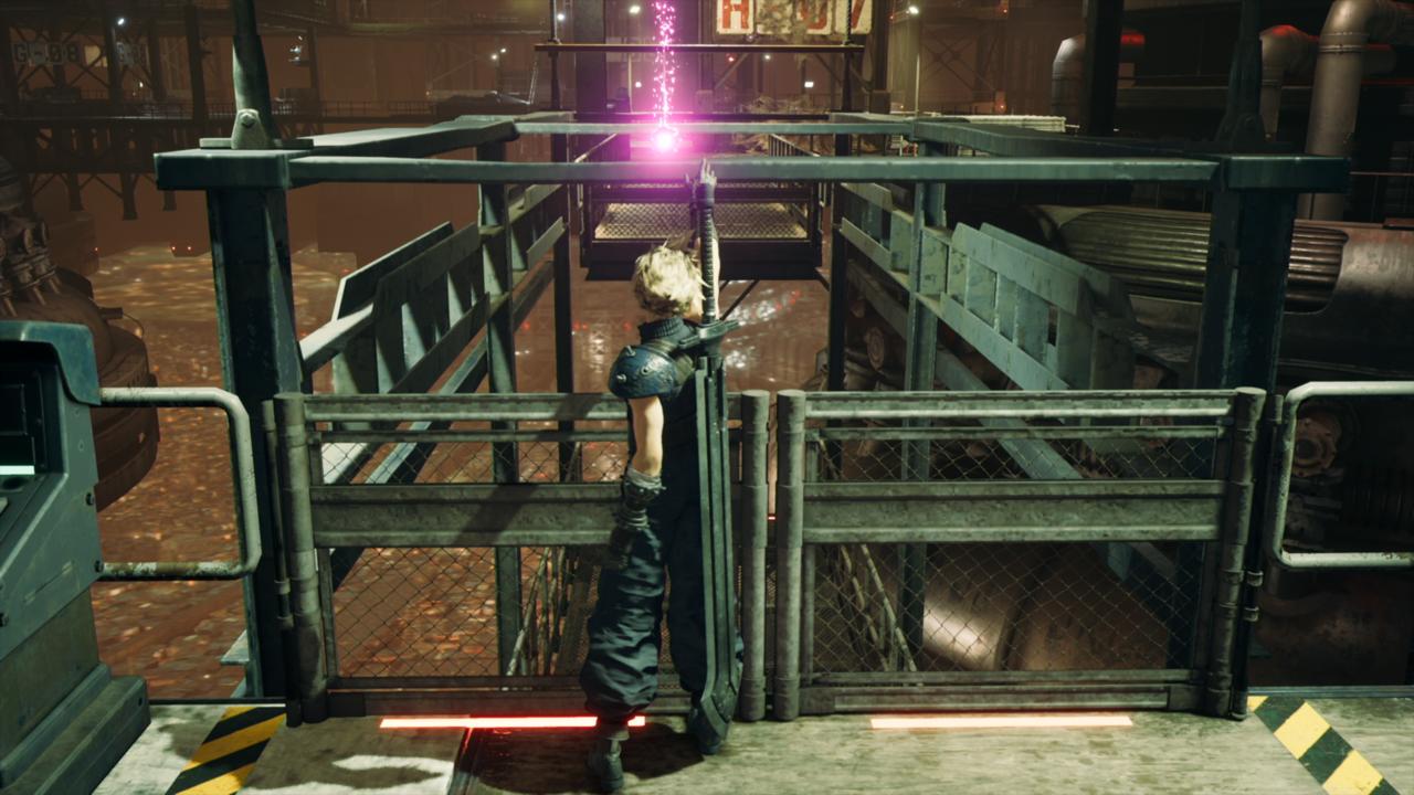 Lower the walkway until you can grab the MP Up Materia, and then bring it back up to cross over to get the Elemental Materia.