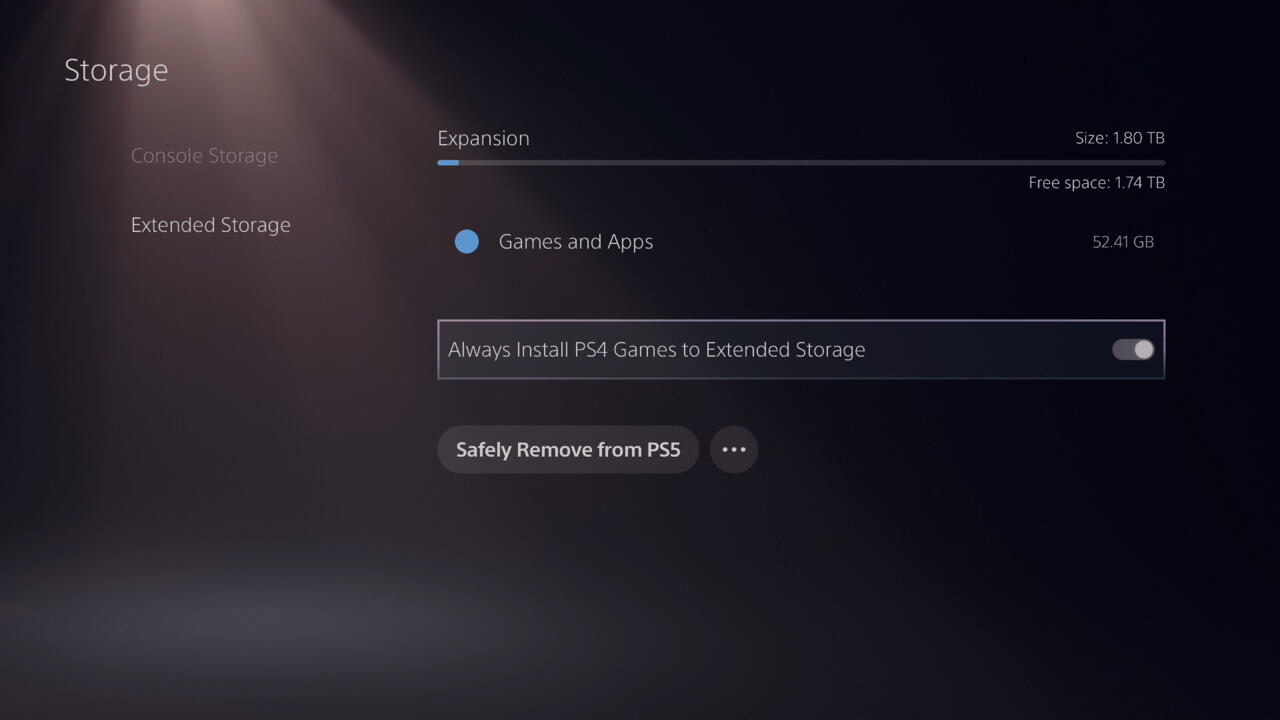 If you want to reserve your internal PS5 storage just for PS5 games, you can set the console to always install PS4 games on extended storage.