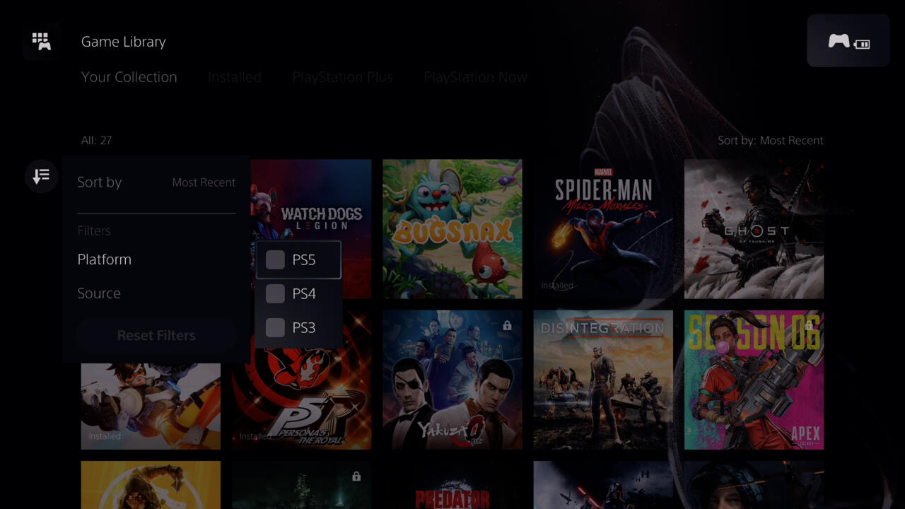 You can now quickly filter by platform so that you can see all your PS3 (via PS Now), PS4, or PS5 games in one spot.
