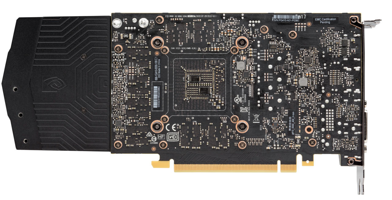 One aspect that separates this reference design card from the previous Founders Edition GPUs is the lack of a backplate. Instead, the back of the PCB is exposed.