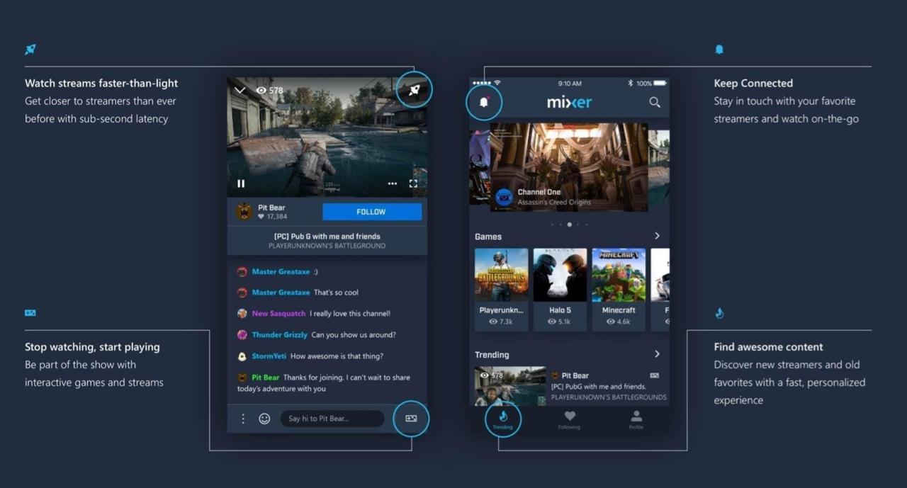 A look at the user interface of the Mixer mobile app.