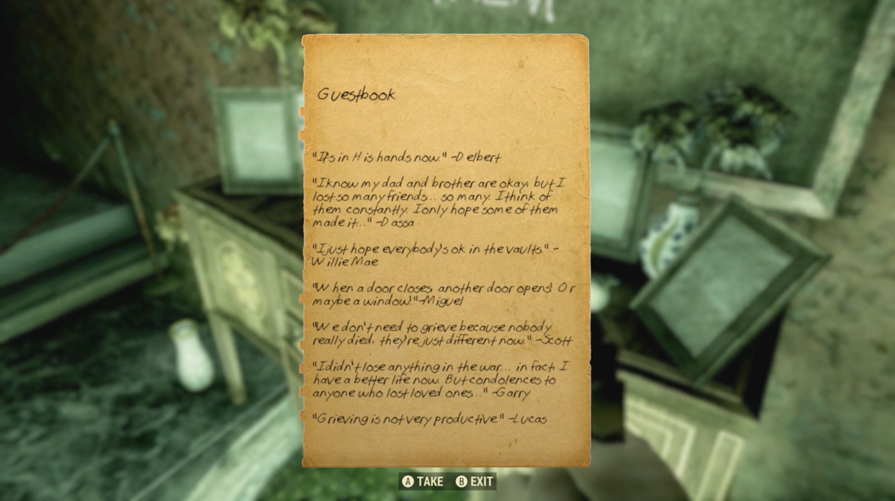 One of the many notes you'll read throughout Fallout 76.