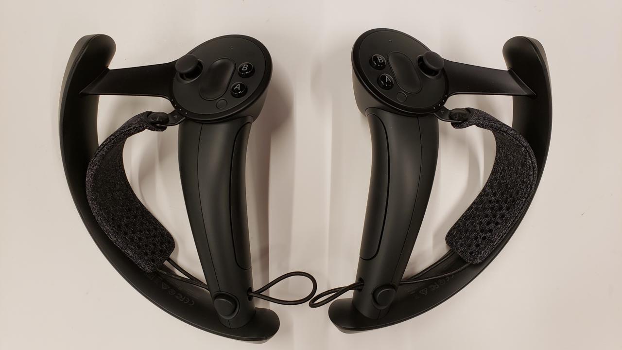 An up-close look at the new Valve Index controllers, formerly known as the Knuckles controllers.