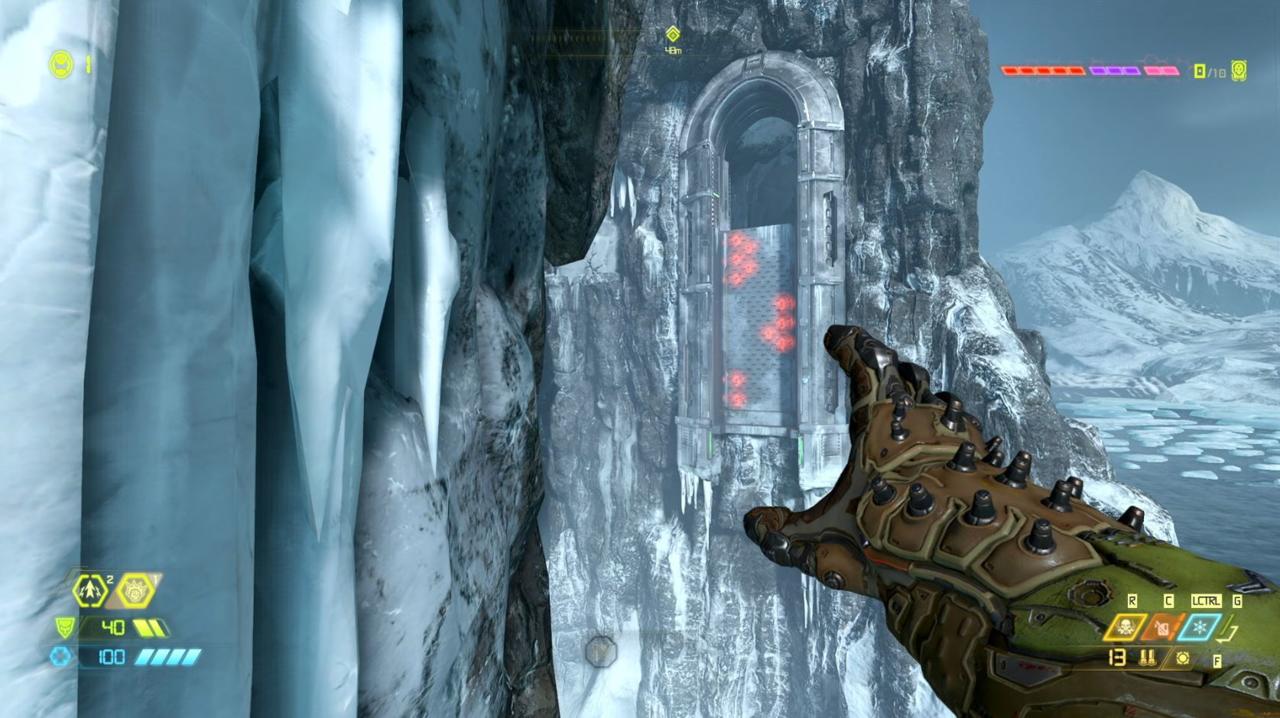 Doom Eternal's third level, Cultist Base, kicks off with a bit of platforming.