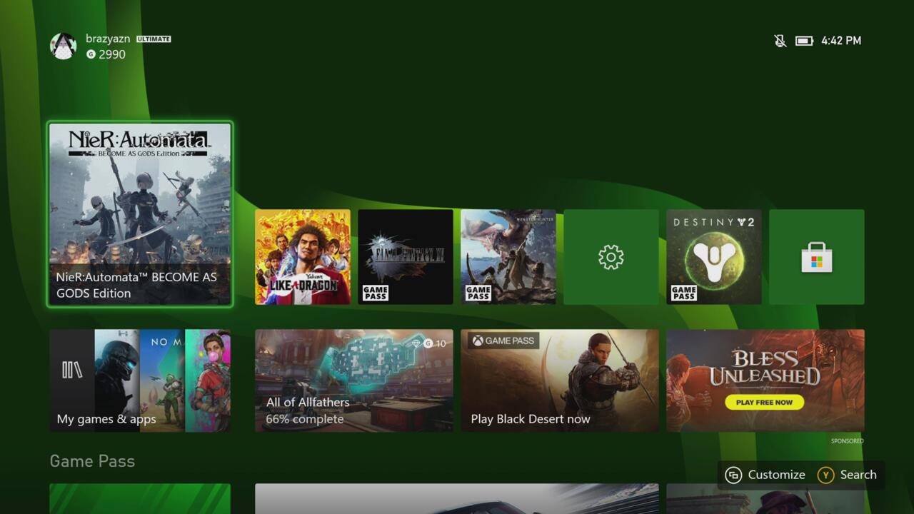 The Xbox Series X/S UI is subject to change before launch.