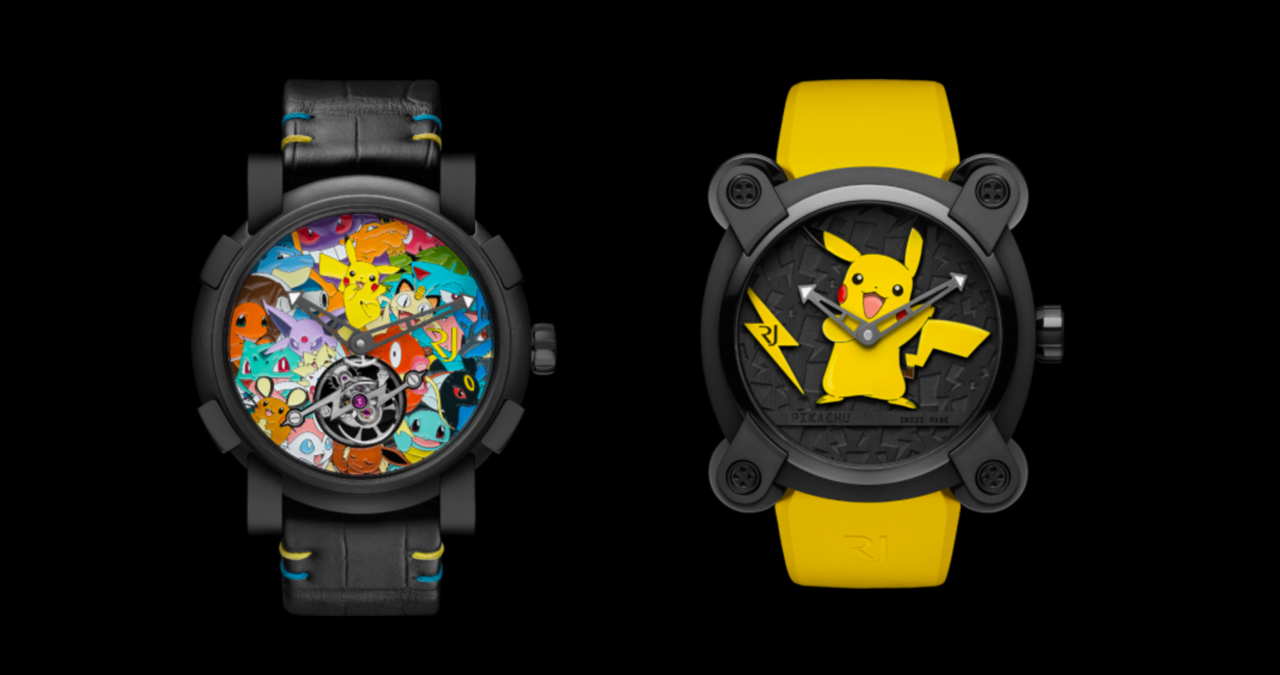 This year's $258K Pokemon Tourbillon on the left,  last year's $20K Pikachu watch on the right.