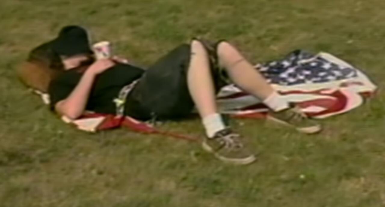 43. Passed out on an American flag bucket hat